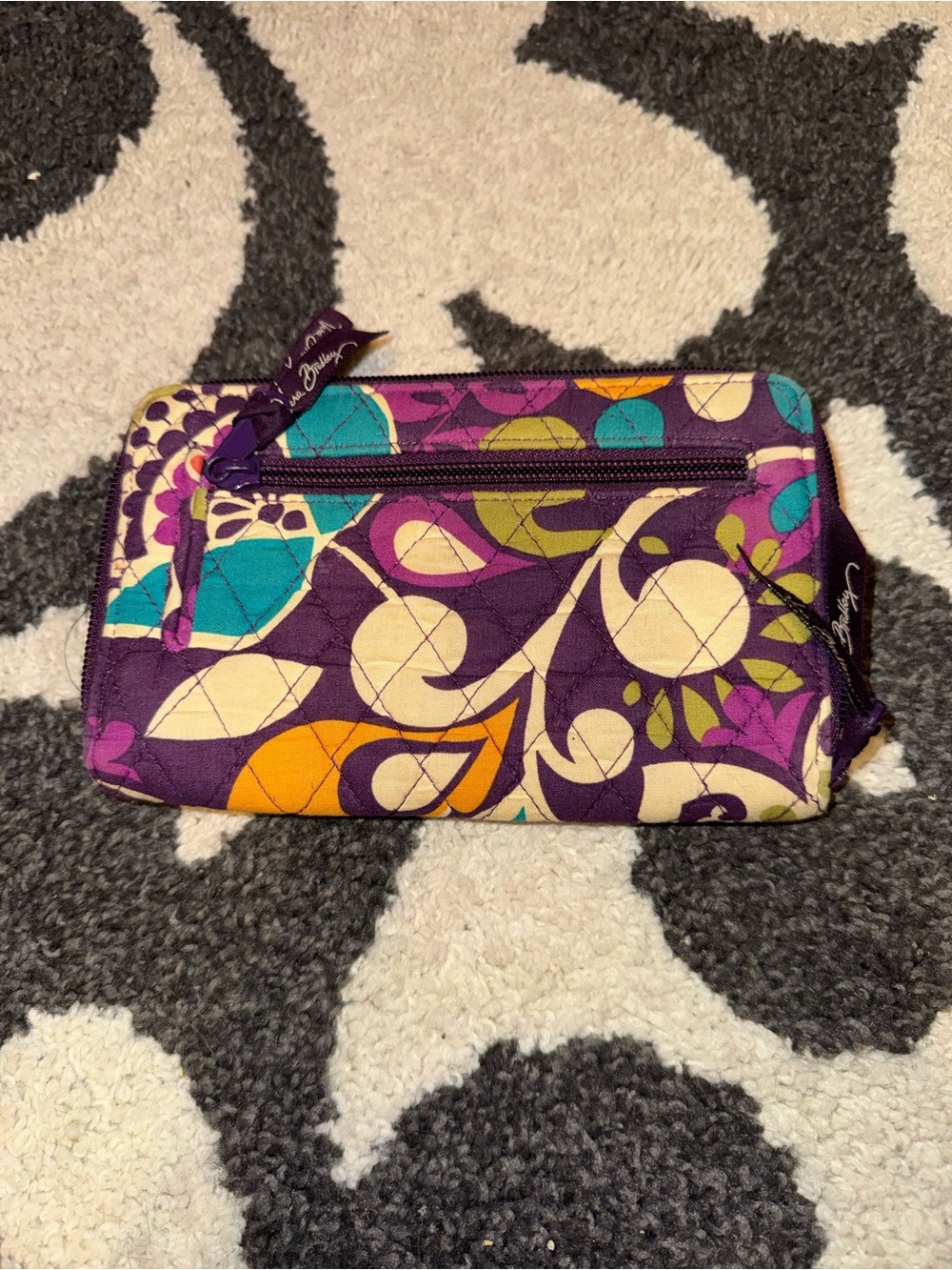 Vera Bradley Purple Floral Quilted Zip Wallet